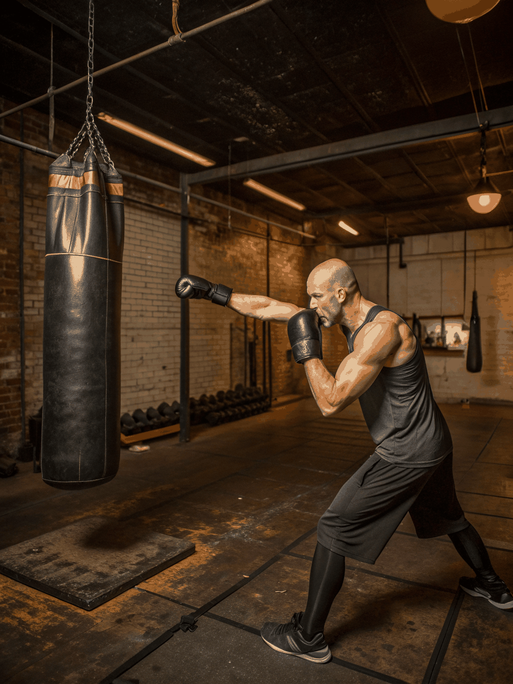 Energetic home kickboxing workout session